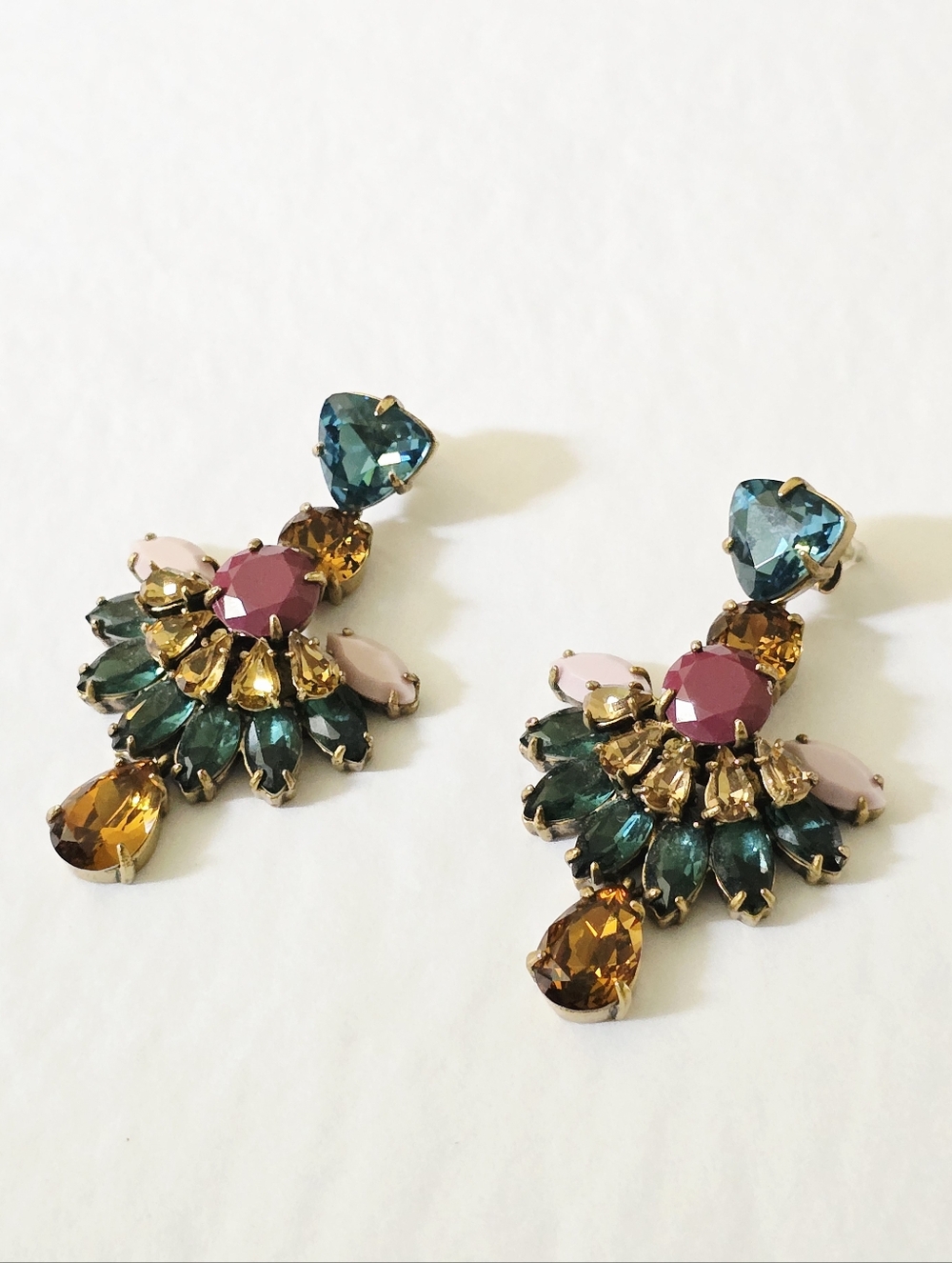Huge J Crew chandelier door knocker dangle rhinestone earrings Art Deco Bridal